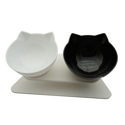 China Cats Double Cat Bowl With Stand Non-slip Pet Feeding Cat Water Bowl For Pet Rolls For Dogs Feeder Product Supplies for sale