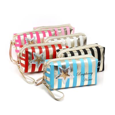 China Custom Made Cosmetic Lady Wholesale Cheap Durable Cosmetic Storage Bag Big Capacity Logo Bag Big Sea Star Striped for sale