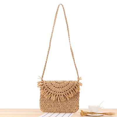 China 2020 new manufacturers new direct wholesale eco-friendly tassel knitting bag leisure cross-body style knit bag holiday beach bag for sale