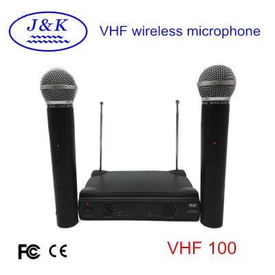 China VHF 100 Professional Two Channels Handheld Home Microphones Wireless Microphone System for sale