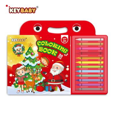 China Wholesale Kids Mini Graffiti Christmas Gift Picture Coloring Pallette Book With Pencil Children's Educational Toys 18*22cm for sale