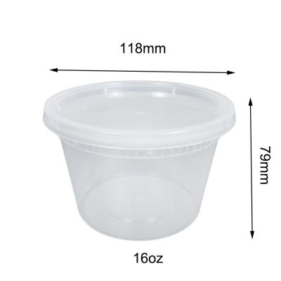 China Food Grade 16oz / 450ml Sustainable Disposable Plastic Microwave Safe Hot Soup Round Container Grocery Cups for sale