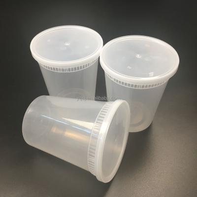 China Wholesale 900ml /32oz clear round plastic/pp food/soup/milk storage Microwavable/to go container/restaurant box with lids for sale