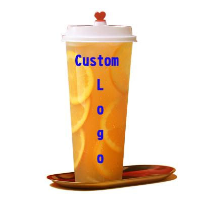 China Single Wall Clear 500ml 700ml 16oz 24oz Customized Big Beverage PP Plastic Cups With Lids for sale