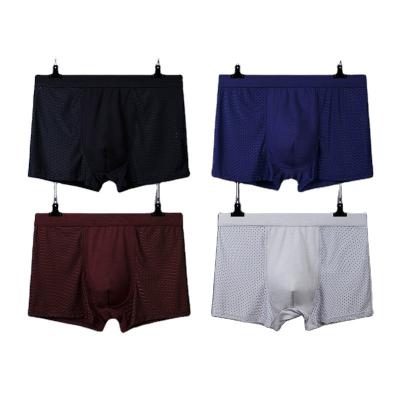 China Antibacterial Mens Panties Ice Screen Eyes Transparent Large Size Slim Modal Breathable Boxers Young And Middle-aged Style Men Boxers for sale