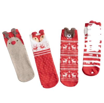 China High Quality New Arrival Christmas Elk Rabbit Bear Dog Deer Snowflakes Fox Themed Wholesale QUICK DRY Striped Socks for sale