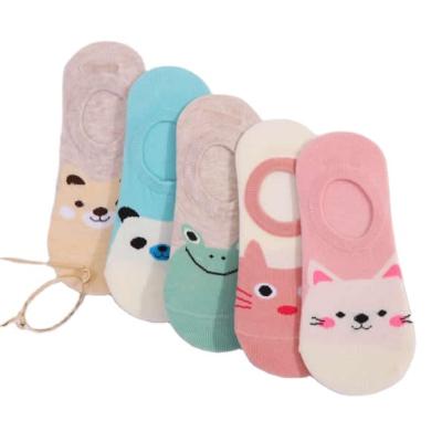 China New Women Sweet Candy Color Sock Little Animal Cartoon Short Cotton Boat Sock Breathable Casual Funny Ladies Sock for sale