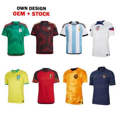 China 2022 Short Sleeve Germany Brazil England Jersey Fan Suit World Cup Soccer Jersey Fan Supplies Shorts Cheer T-shirt Football for sale