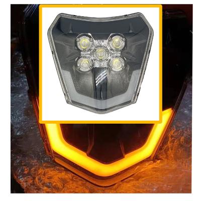 China PP Bar DRL High Brightness Motorcycle Front LED Orange Plastic High Low Headlight For KTM SX F EX XCF 250 300 400 500 2021 for sale