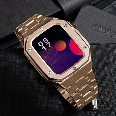 China Watch Case For Apple Iwatch Series Custom Luxury Stainless Steel Band Strap And 40mm 44mm Protective Watch Case For Apple Iwatch Smart Series 6/7/s7 for sale