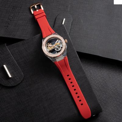 China Hollow Mechanical Skeleton Automatic Watch- Custom Logo Accept Casual Fashion Power Reserve with Diamonds for sale