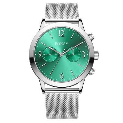 China Custom Luxury Mens Wristwatches Logo Movt Quartz Minimalist Chronograph Watch with Mesh Watch Strap for sale