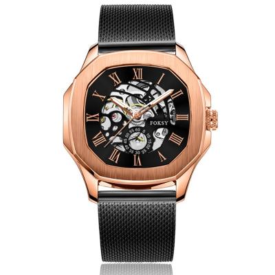 China New Alloy Square Power Reserve Montre Automatic De Luxe Homme Mens Fashionable Wrist Brand Luxury Watch For Men for sale