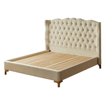 China Other tufted leather bed solid wood platform bed Button bed for sale