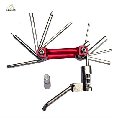 China Multifunctional High Strength Steel Hardware Repair Tool 11 in 1 Combination Bicycle Multifunctional Tool Kit for sale