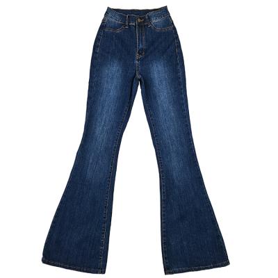 China Breathable Custom Classic High Waisted Blue Jeans 2022 New Women Casual Skinny Flare Pants for sale