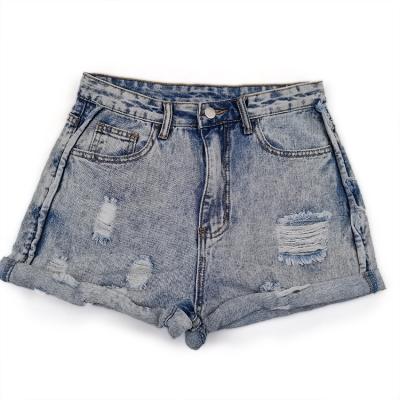 China Breathable Summer Ladies High Waisted Washed Casual Blue Jeans Women Denim Shorts Ripped Shorts for sale