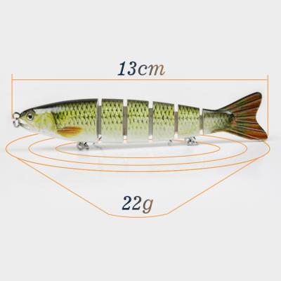 China ABS Hard Plastic Hot Selling Fishing Lure Hard Lures 5 Colors 13cm Freshwater Fish 22g Multisection Fishing Hard Bait for sale