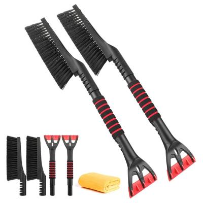 China Foldable Brush and Ice Scraper Car Cleaning Brush Super Luxury Extendable Handle Soft Snow Brush with Squeegee for sale