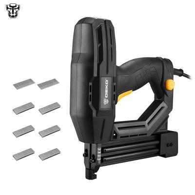 China DEKO DKET02 220V Black Nail Gun Staple Gun Woodworking DIY Home Furniture Construction Power Tacker Gun Tool DKET02 for sale