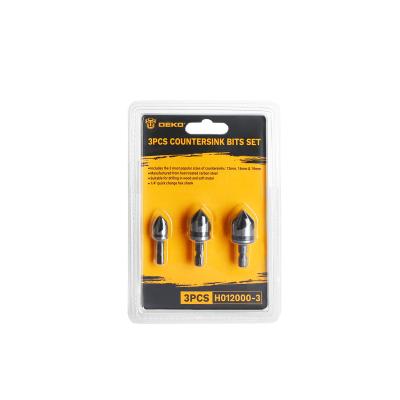 China DEKO H012000-3 3PCS CUTTER BIT SET constructed from heat treated carbon steel suitable for drilling in wood H012000-3 for sale