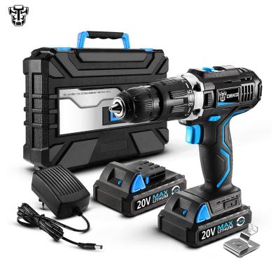 China Drilling in Wood Steel/Ceramic Electric Variable Speed ​​Impact Battery DEKO GCD20DU3 SET4 20V Cordless Drill Machine Set for Screwdriving Household Power Drilling for sale