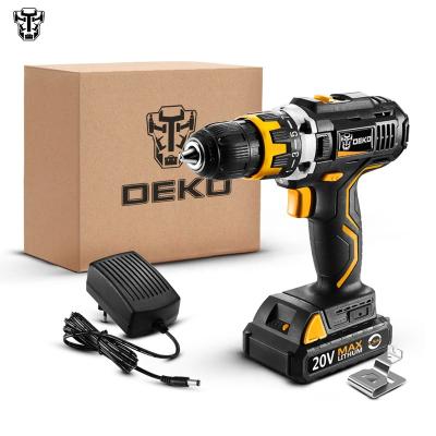 China DEKO GCD20DU2 SET1 20V Cordless Drill Screwdriver In 15+1 Torque Settings 2 Speed ​​Household Wood Steel Plastic Power Drill 13mm for sale