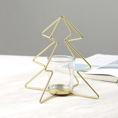 China Creative Home Candlestick Gold Decorations Merry Christmas Tree Candle Holder for sale