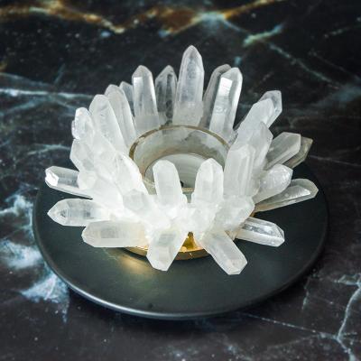 China Tea home small natural crystal candle holder decoration ornaments luxury crystal furniture decoration for sale