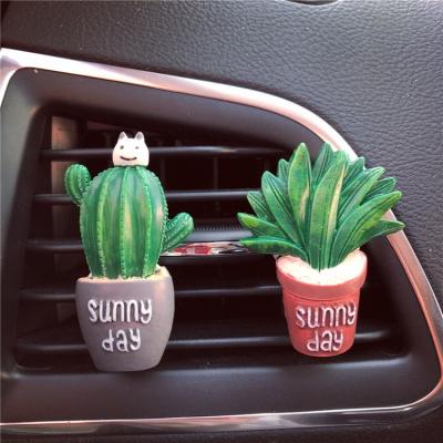 China Beautiful Car Perfume Creative Succulent Cactus Diffuser Potted Car Air Conditioning Outlet Perfume Inside Decoration for sale