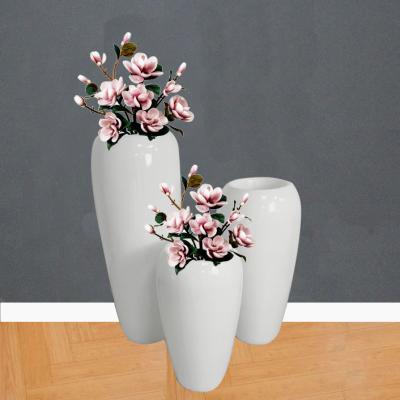 China New Design Modern White Round Fiberglass Planter Pots Garden Decorative Flower Vase For Wedding for sale