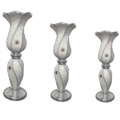 China Luxury Pearl Diamond Fiber Glass Modern Wholesale Home Decor Unique Vase and Modern Luxury Vase for sale