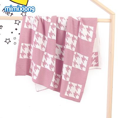 China Anti-pilling Mimixiong Custom Baby Knitted Wrap Grid Blankets Cheap Wholesale Baby Blankets Super Soft for sale