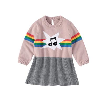 China 100% Anti-wrinkle Wholesale Price Cotton Baby Girls Dress Dresses Autumn Long Sleeve Mini Dress contrast color for sale