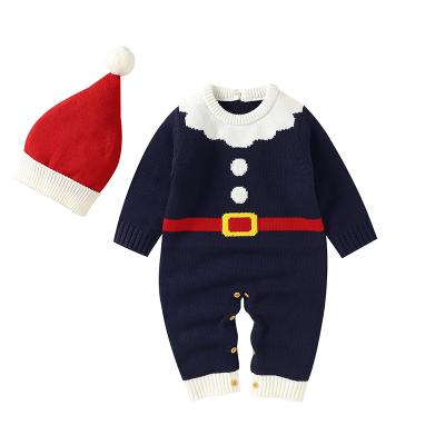 China 2021 New Arrival Baby Wholesale Christmas Romper Daily Use Long Sleeve With Hat Unisex Cute And Soft 2 Pieces for sale