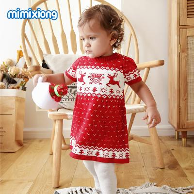 China 2020 Cute Baby Wholesale Anti-static New Year Vintage Christmas Party Red Dress Children's Clothing for sale