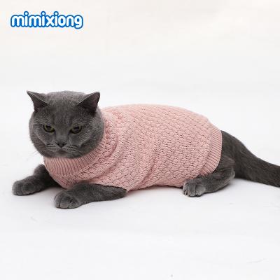 China Pet Clothes 100% Cotton Knitted Dog Solid Color Plaid Dog Clothes Cat Sweater Costume Solid Color for sale