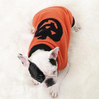 China Viable Luxury Apparel Knitted Pet Cat Dog Sweater Clothes Warm Pet Apparel Halloween Pumpkin Dog Costume for sale