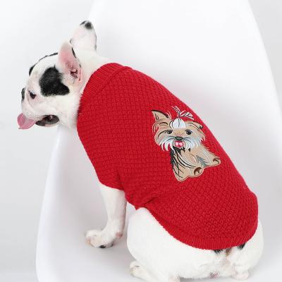 China Sustainable Pet Clothes Knitted Cat Pattern Pet Costumes Luxury Funny Dog Cat Sweater Clothes for sale