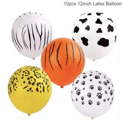 China Party Suppies Set Plush Zoo Jungle Animal Print Latex Balloons For Birthday Party Wedding Decorations for sale