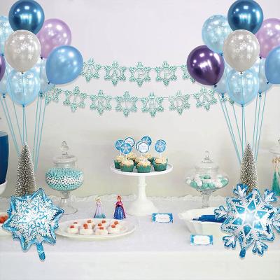 China Party Decoration Winter Frozen Snowflake Foil Mylar Balloon Party Balloons Snowflake Helium Balloon Garland For Christmas New Year Party for sale