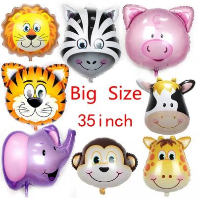 China New Arrival Cheap Jungle Animals Foil Helium Foil Balloon Cartoon Heads Shaped Cardboard Helium Foil Balloon for sale