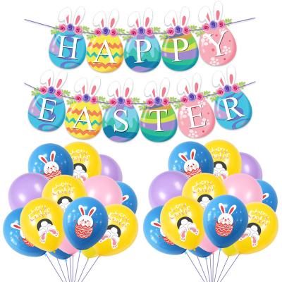 China Cheap New Arrival Shaped Cartoon Foil Balloons Rabbit Helium Balloon And Banner Set For Easter Party Egg Bunny Cake Card For Easter Day Decorations for sale