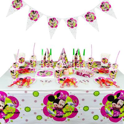 China Eco-friendly Materials Minnie Birthday Party Sets Cartoon Characters Party Paper Sets For Kids Birthday Decorations for sale