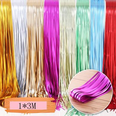 China Factory Direct Sales Good Quality 1*3M Matte Light Decoration Aluminum Fringe Metallic Curtains For Event Party Supplies for sale