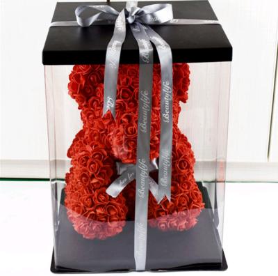 China Creative Decoration Factory Direct Soap Flower Eternal Flowers Love Rose Bear Christmas Gift Embrace Rose Bear For Valentine's Day for sale