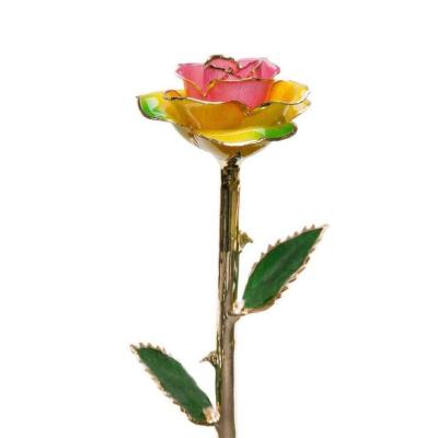 China Wholesale Popular Handmade Creative Decoration Gift Fresh-Keeping Rose 24k Gold Plated Pink Painted Flower For Valentine's Day Mother's Day for sale