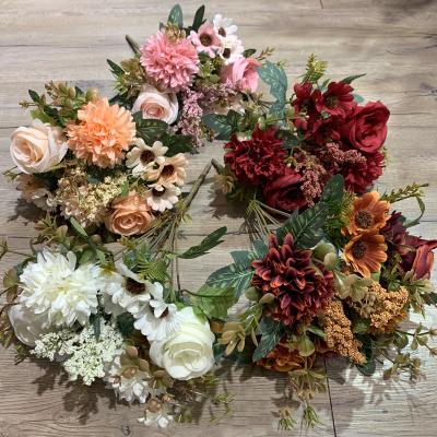 China New Arrival Durable Design 11 Heads Mounted Bunch Flowers Export Bulk Decorative Artificial Flowers for sale