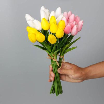 China Best Selling Product Durable PU Tulip Living Room Vase Flower Arrange Home Decor Flower for sale