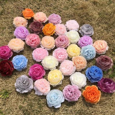 China Hot Sale Peony Flower Head DIY Silk Western Artificial Flower Durable Wedding Background Flower Head for sale